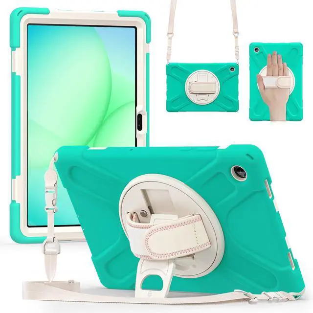 Main image of Shockproof Kids Case with Pencil Holder, 360° Rotatable Stand, Hand & Shoulder Strap for Samsung Galaxy Tab A11 Plus 11" (2025) / Tab A9 Plus 11" (2023),Mint Green
