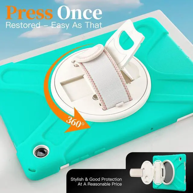 Alt view image 7 of 7 - Shockproof Kids Case with Pencil Holder, 360° Rotatable Stand, Hand & Shoulder Strap for Samsung Galaxy Tab A11 Plus 11" (2025) / Tab A9 Plus 11" (2023),Mint Green