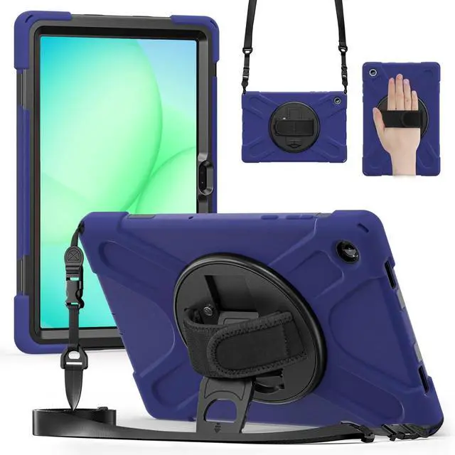 Main image of Shockproof Kids Case with Pencil Holder, 360° Rotatable Stand, Hand & Shoulder Strap for Samsung Galaxy Tab A11 Plus 11" (2025) / Tab A9 Plus 11" (2023),Navy Blue