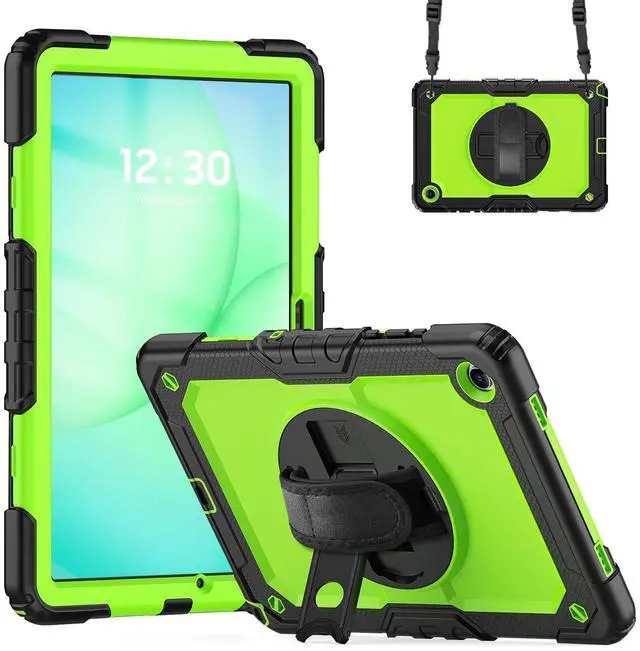 Main image of Heavy Duty Shockproof Case with 360° Rotatable Stand, Hand & Shoulder Strap for Samsung Galaxy Tab A11 Plus 11" (2025) / Tab A9 Plus 11" (2023), GreenPC