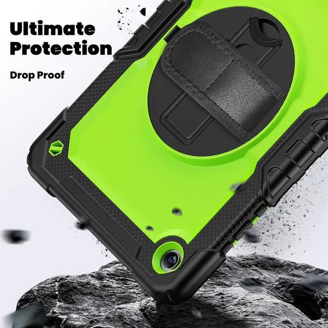 Alt view image 4 of 7 - Heavy Duty Shockproof Case with 360° Rotatable Stand, Hand & Shoulder Strap for Samsung Galaxy Tab A11 Plus 11" (2025) / Tab A9 Plus 11" (2023), GreenPC