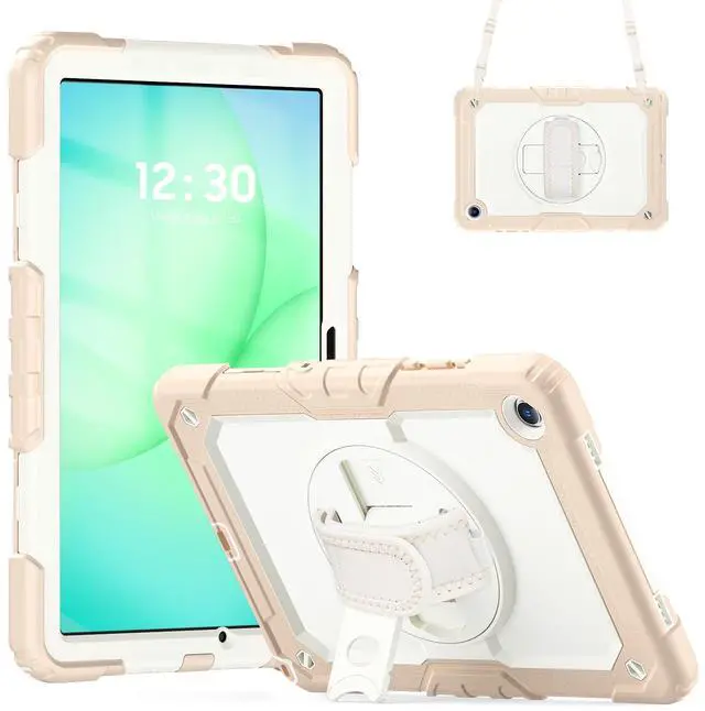 Main image of Heavy Duty Shockproof Case with 360° Rotatable Stand, Hand & Shoulder Strap for Samsung Galaxy Tab A11 Plus 11" (2025) / Tab A9 Plus 11" (2023), Rose Gold