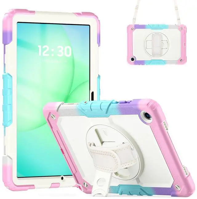 Main image of Heavy Duty Shockproof Case with 360° Rotatable Stand, Hand & Shoulder Strap for Samsung Galaxy Tab A11 Plus 11" (2025) / Tab A9 Plus 11" (2023), Camouflage Pink