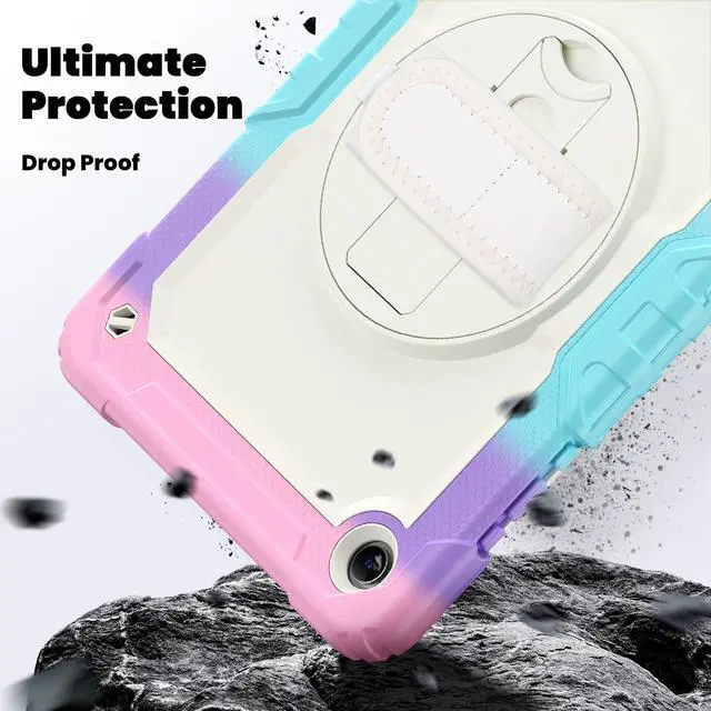 Alt view image 4 of 7 - Heavy Duty Shockproof Case with 360° Rotatable Stand, Hand & Shoulder Strap for Samsung Galaxy Tab A11 Plus 11" (2025) / Tab A9 Plus 11" (2023), Camouflage Pink