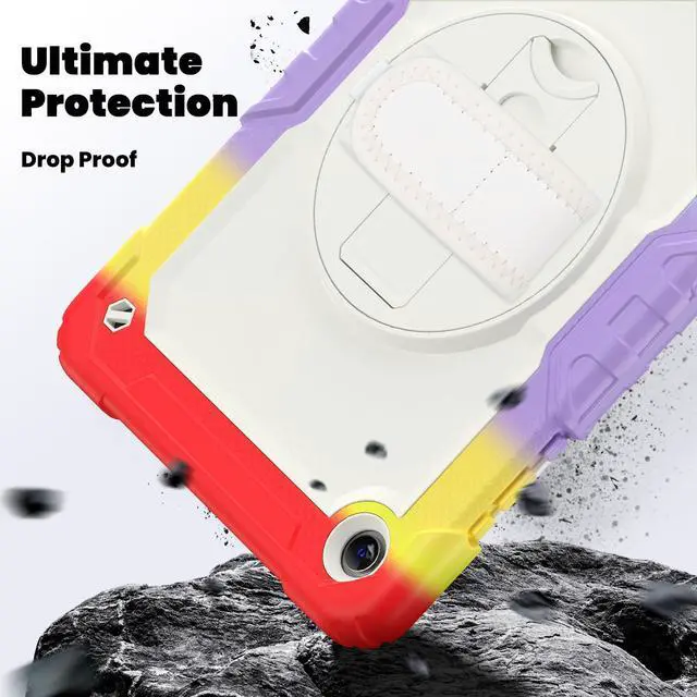 Alt view image 4 of 6 - Heavy Duty Shockproof Case with 360° Rotatable Stand, Hand & Shoulder Strap for Samsung Galaxy Tab A11 Plus 11" (2025) / Tab A9 Plus 11" (2023), Camouflage Red