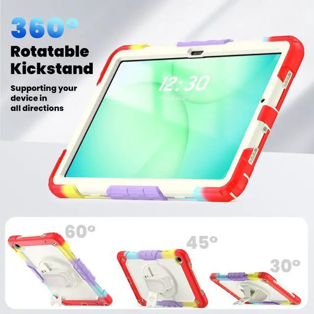 Alt view image 5 of 6 - Heavy Duty Shockproof Case with 360° Rotatable Stand, Hand & Shoulder Strap for Samsung Galaxy Tab A11 Plus 11" (2025) / Tab A9 Plus 11" (2023), Camouflage Red