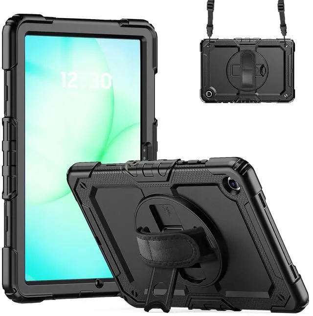 Main image of Heavy Duty Shockproof Case with 360° Rotatable Stand, Hand & Shoulder Strap for Samsung Galaxy Tab A11 Plus 11" (2025) / Tab A9 Plus 11" (2023), Black