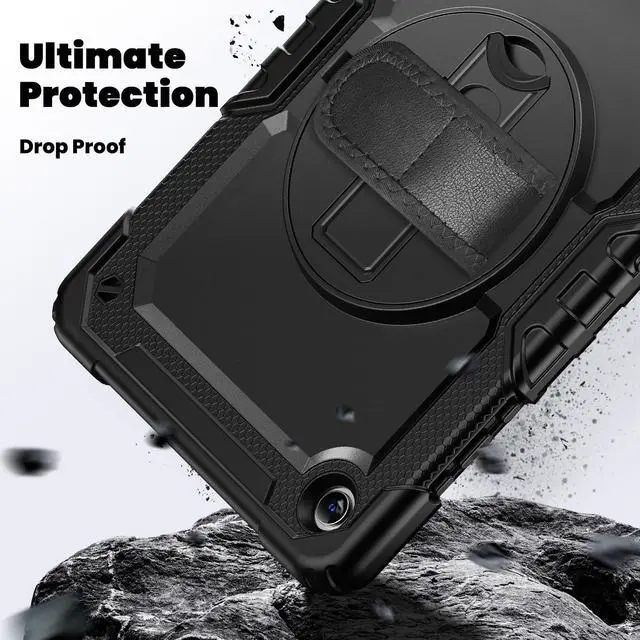 Alt view image 4 of 7 - Heavy Duty Shockproof Case with 360° Rotatable Stand, Hand & Shoulder Strap for Samsung Galaxy Tab A11 Plus 11" (2025) / Tab A9 Plus 11" (2023), Black