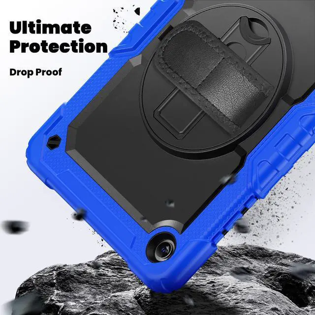 Alt view image 4 of 7 - Heavy Duty Shockproof Case with 360° Rotatable Stand, Hand & Shoulder Strap for Samsung Galaxy Tab A11 Plus 11" (2025) / Tab A9 Plus 11" (2023), Blue