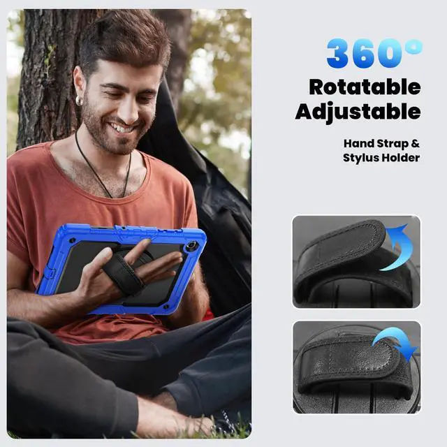 Alt view image 7 of 7 - Heavy Duty Shockproof Case with 360° Rotatable Stand, Hand & Shoulder Strap for Samsung Galaxy Tab A11 Plus 11" (2025) / Tab A9 Plus 11" (2023), Blue