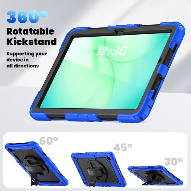 Alt view image 6 of 7 - Heavy Duty Shockproof Case with 360° Rotatable Stand, Hand & Shoulder Strap for Samsung Galaxy Tab A11 Plus 11" (2025) / Tab A9 Plus 11" (2023), Blue