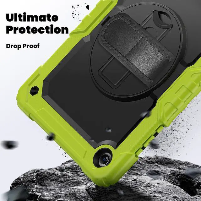 Alt view image 4 of 7 - Heavy Duty Shockproof Case with 360° Rotatable Stand, Hand & Shoulder Strap for Samsung Galaxy Tab A11 Plus 11" (2025) / Tab A9 Plus 11" (2023), Green