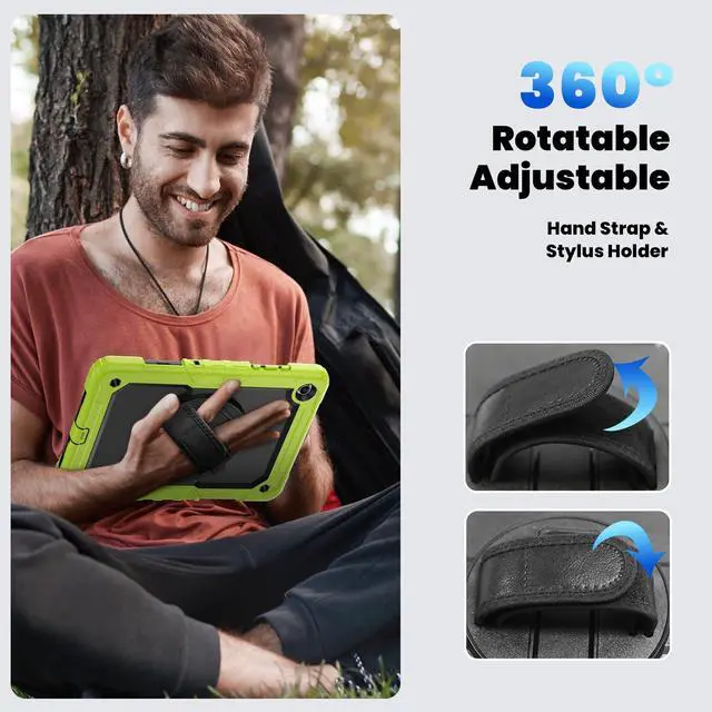 Alt view image 7 of 7 - Heavy Duty Shockproof Case with 360° Rotatable Stand, Hand & Shoulder Strap for Samsung Galaxy Tab A11 Plus 11" (2025) / Tab A9 Plus 11" (2023), Green