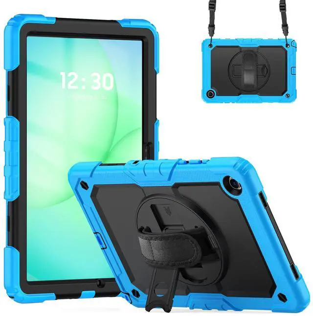 Main image of Heavy Duty Shockproof Case with 360° Rotatable Stand, Hand & Shoulder Strap for Samsung Galaxy Tab A11 Plus 11" (2025) / Tab A9 Plus 11" (2023), Light Blue
