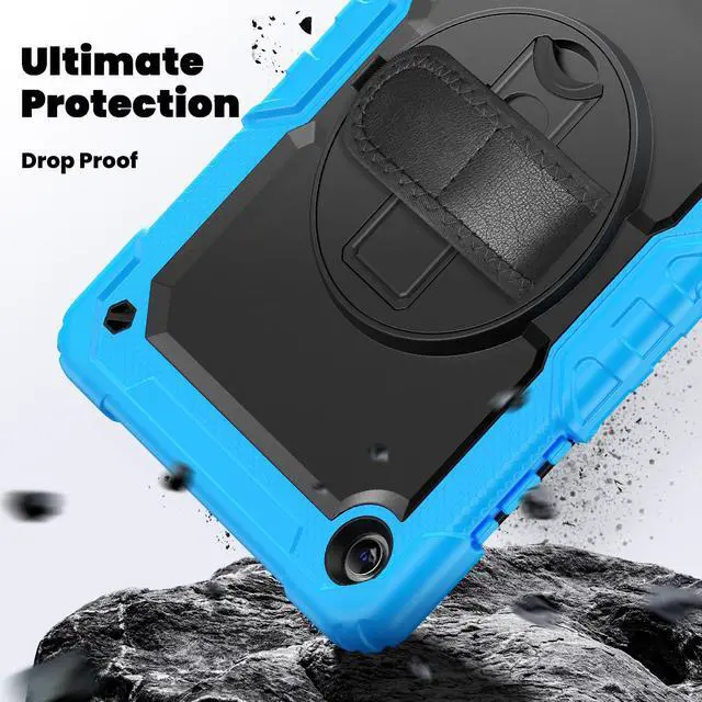 Alt view image 4 of 7 - Heavy Duty Shockproof Case with 360° Rotatable Stand, Hand & Shoulder Strap for Samsung Galaxy Tab A11 Plus 11" (2025) / Tab A9 Plus 11" (2023), Light Blue