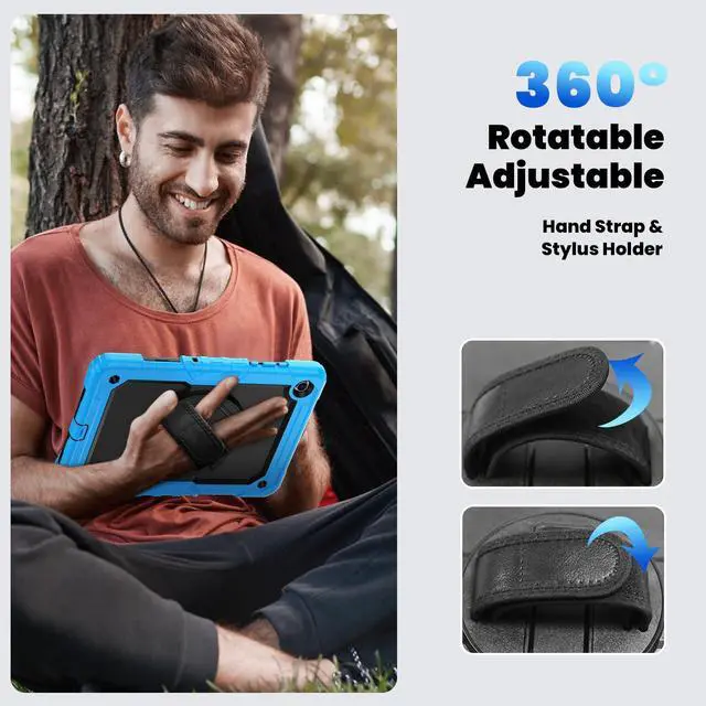 Alt view image 7 of 7 - Heavy Duty Shockproof Case with 360° Rotatable Stand, Hand & Shoulder Strap for Samsung Galaxy Tab A11 Plus 11" (2025) / Tab A9 Plus 11" (2023), Light Blue