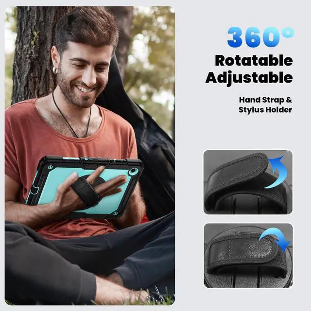 Alt view image 7 of 7 - Heavy Duty Shockproof Case with 360° Rotatable Stand, Hand & Shoulder Strap for Samsung Galaxy Tab A11 Plus 11" (2025) / Tab A9 Plus 11" (2023), Light bluePC