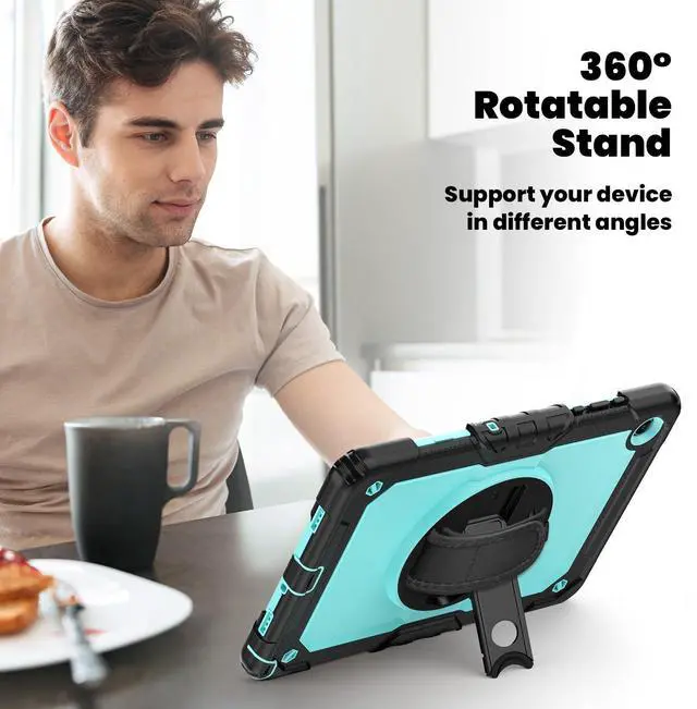 Alt view image 5 of 7 - Heavy Duty Shockproof Case with 360° Rotatable Stand, Hand & Shoulder Strap for Samsung Galaxy Tab A11 Plus 11" (2025) / Tab A9 Plus 11" (2023), Light bluePC