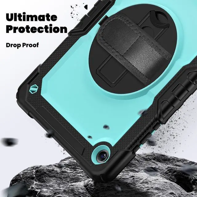 Alt view image 4 of 7 - Heavy Duty Shockproof Case with 360° Rotatable Stand, Hand & Shoulder Strap for Samsung Galaxy Tab A11 Plus 11" (2025) / Tab A9 Plus 11" (2023), Light bluePC