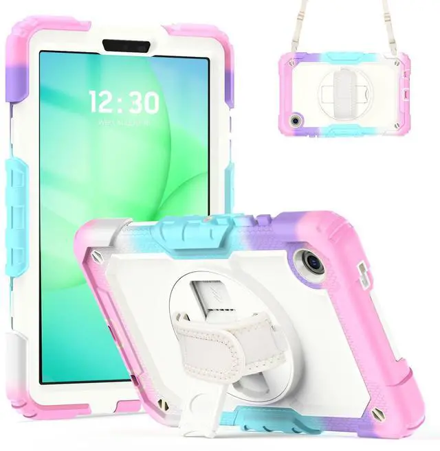 Main image of Heavy Duty Shockproof Case with 360° Rotatable Stand, Hand & Shoulder Strap for Samsung Galaxy Tab A11 8.7" (2025) / Tab A9 8.7" (2023), Camouflage Pink