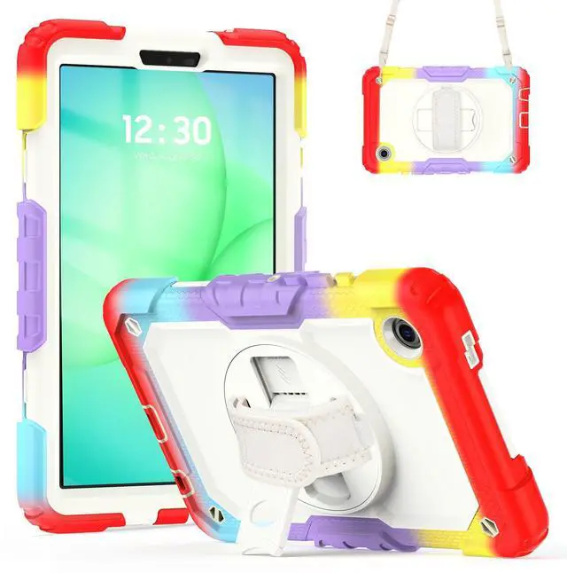 Main image of Heavy Duty Shockproof Case with 360° Rotatable Stand, Hand & Shoulder Strap for Samsung Galaxy Tab A11 8.7" (2025) / Tab A9 8.7" (2023), Camouflage Red