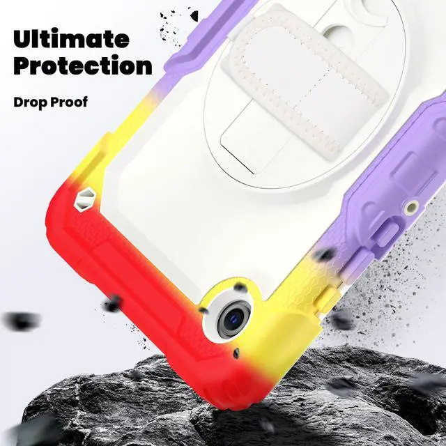 Alt view image 4 of 7 - Heavy Duty Shockproof Case with 360° Rotatable Stand, Hand & Shoulder Strap for Samsung Galaxy Tab A11 8.7" (2025) / Tab A9 8.7" (2023), Camouflage Red