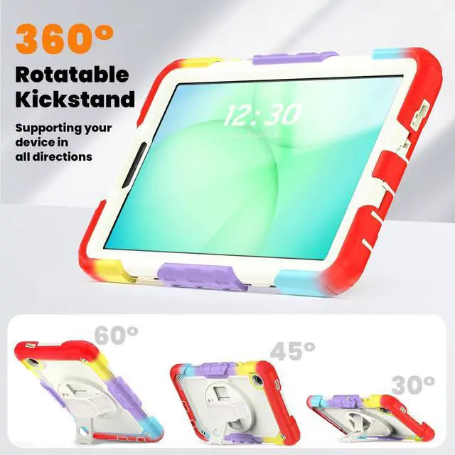 Alt view image 6 of 7 - Heavy Duty Shockproof Case with 360° Rotatable Stand, Hand & Shoulder Strap for Samsung Galaxy Tab A11 8.7" (2025) / Tab A9 8.7" (2023), Camouflage Red