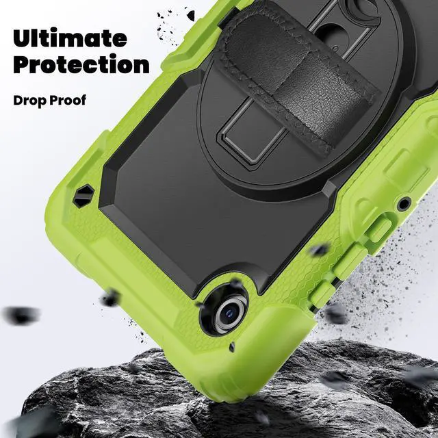 Alt view image 4 of 7 - Heavy Duty Shockproof Case with 360° Rotatable Stand, Hand & Shoulder Strap for Samsung Galaxy Tab A11 8.7" (2025) / Tab A9 8.7" (2023), Green