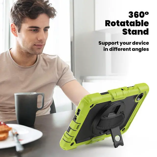 Alt view image 5 of 7 - Heavy Duty Shockproof Case with 360° Rotatable Stand, Hand & Shoulder Strap for Samsung Galaxy Tab A11 8.7" (2025) / Tab A9 8.7" (2023), Green