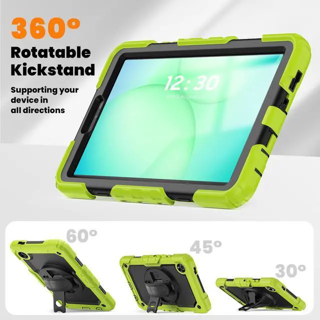 Alt view image 6 of 7 - Heavy Duty Shockproof Case with 360° Rotatable Stand, Hand & Shoulder Strap for Samsung Galaxy Tab A11 8.7" (2025) / Tab A9 8.7" (2023), Green