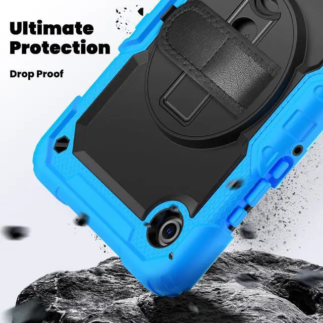 Alt view image 4 of 7 - Heavy Duty Shockproof Case with 360° Rotatable Stand, Hand & Shoulder Strap for Samsung Galaxy Tab A11 8.7" (2025) / Tab A9 8.7" (2023), Light Blue