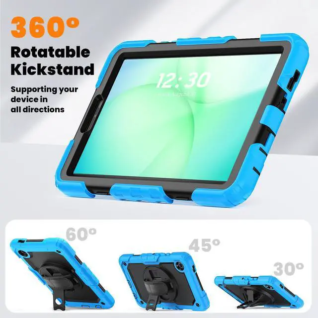 Alt view image 6 of 7 - Heavy Duty Shockproof Case with 360° Rotatable Stand, Hand & Shoulder Strap for Samsung Galaxy Tab A11 8.7" (2025) / Tab A9 8.7" (2023), Light Blue