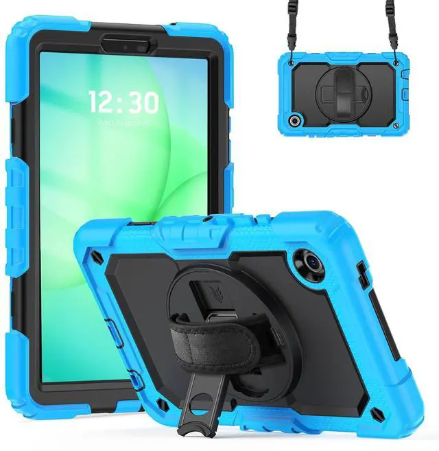 Main image of Heavy Duty Shockproof Case with 360° Rotatable Stand, Hand & Shoulder Strap for Samsung Galaxy Tab A11 8.7" (2025) / Tab A9 8.7" (2023), Light Blue