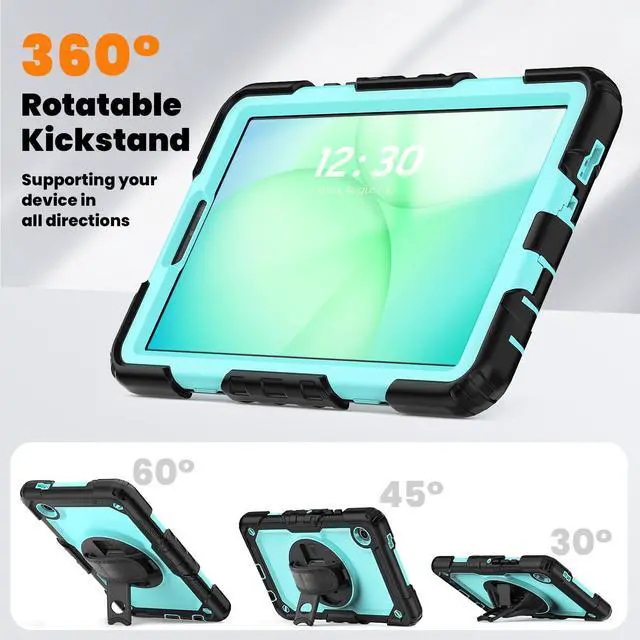 Alt view image 6 of 7 - Heavy Duty Shockproof Case with 360° Rotatable Stand, Hand & Shoulder Strap for Samsung Galaxy Tab A11 8.7" (2025) / Tab A9 8.7" (2023), Light bluePC