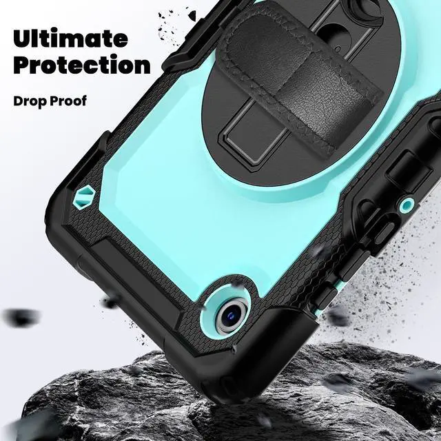 Alt view image 4 of 7 - Heavy Duty Shockproof Case with 360° Rotatable Stand, Hand & Shoulder Strap for Samsung Galaxy Tab A11 8.7" (2025) / Tab A9 8.7" (2023), Light bluePC