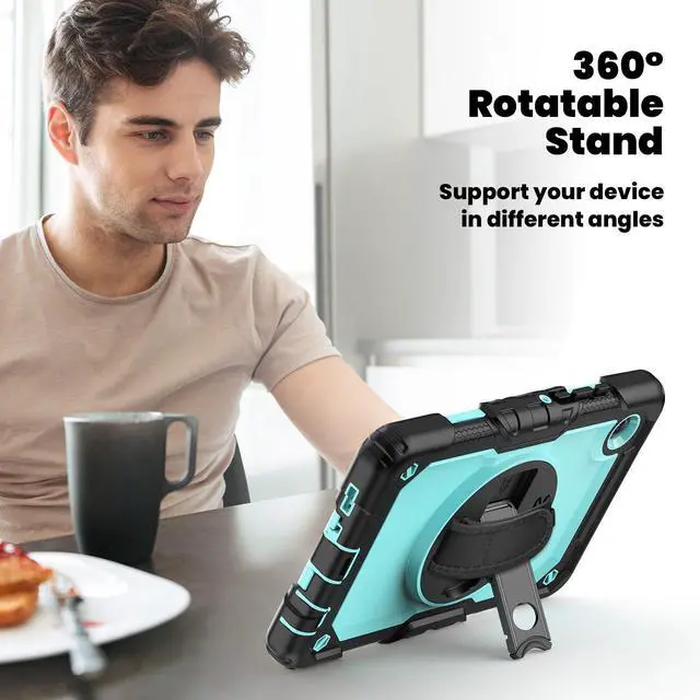 Alt view image 5 of 7 - Heavy Duty Shockproof Case with 360° Rotatable Stand, Hand & Shoulder Strap for Samsung Galaxy Tab A11 8.7" (2025) / Tab A9 8.7" (2023), Light bluePC