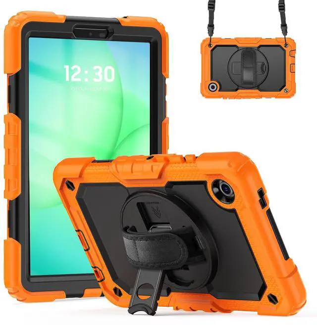 Main image of Heavy Duty Shockproof Case with 360° Rotatable Stand, Hand & Shoulder Strap for Samsung Galaxy Tab A11 8.7" (2025) / Tab A9 8.7" (2023), Orange