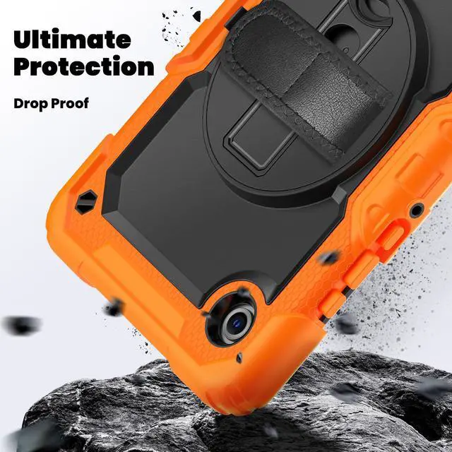 Alt view image 4 of 7 - Heavy Duty Shockproof Case with 360° Rotatable Stand, Hand & Shoulder Strap for Samsung Galaxy Tab A11 8.7" (2025) / Tab A9 8.7" (2023), Orange