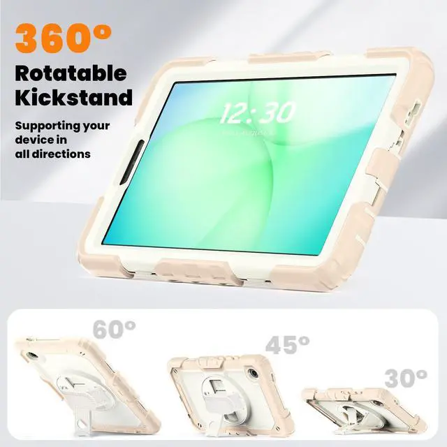 Alt view image 6 of 7 - Heavy Duty Shockproof Case with 360° Rotatable Stand, Hand & Shoulder Strap for Samsung Galaxy Tab A11 8.7" (2025) / Tab A9 8.7" (2023), Rose Gold