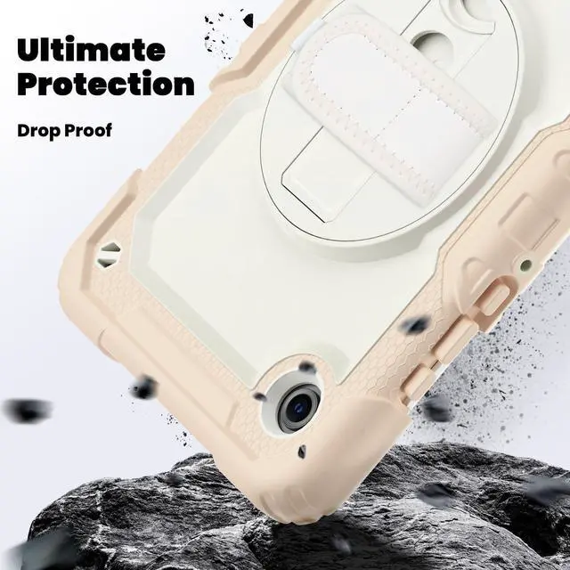 Alt view image 4 of 7 - Heavy Duty Shockproof Case with 360° Rotatable Stand, Hand & Shoulder Strap for Samsung Galaxy Tab A11 8.7" (2025) / Tab A9 8.7" (2023), Rose Gold