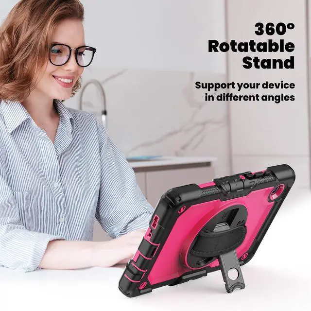 Alt view image 5 of 7 - Heavy Duty Shockproof Case with 360° Rotatable Stand, Hand & Shoulder Strap for Samsung Galaxy Tab A11 8.7" (2025) / Tab A9 8.7" (2023), RosePC