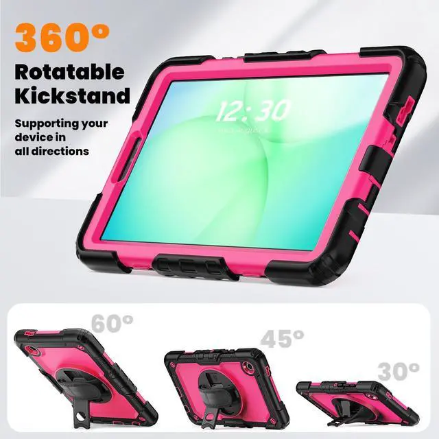 Alt view image 6 of 7 - Heavy Duty Shockproof Case with 360° Rotatable Stand, Hand & Shoulder Strap for Samsung Galaxy Tab A11 8.7" (2025) / Tab A9 8.7" (2023), RosePC