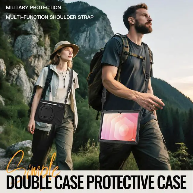 Alt view image 5 of 7 - Rugged Silicone Case w/Handle,360°Stand,Strap & Pen Slot for Tab S11 Ultra 14.6" Black