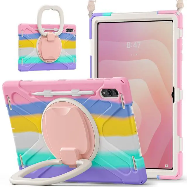 Main image of Rugged Silicone Case w/Handle,360°Stand,Strap & Pen Slot for Tab S11 Ultra 14.6" Colorful Pink
