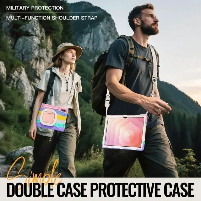 Alt view image 5 of 7 - Rugged Silicone Case w/Handle,360°Stand,Strap & Pen Slot for Tab S11 Ultra 14.6" Colorful Pink