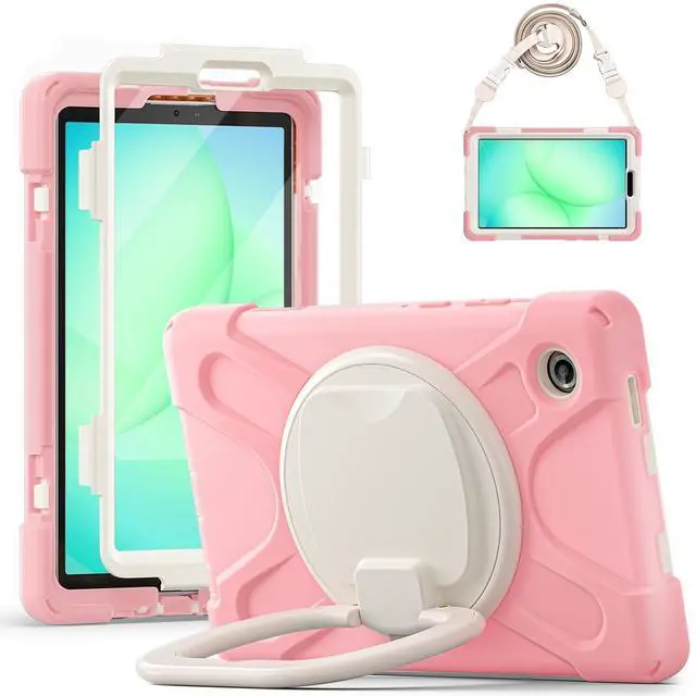 Main image of Rugged Silicone Case with Handle Grip, 360° Kickstand, Strap & S Pen Holder for Samsung Galaxy Tab A11 8.7" (2025) / Tab A9 8.7" (2023), Pink