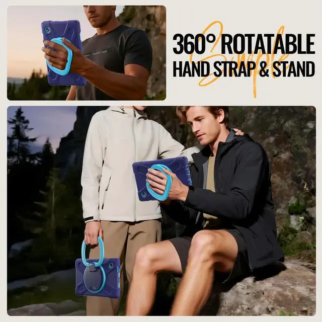 Alt view image 7 of 7 - Rugged Silicone Case with Handle Grip, 360° Kickstand, Strap & S Pen Holder for Samsung Galaxy Tab A11 8.7" (2025) / Tab A9 8.7" (2023), NavyBlue