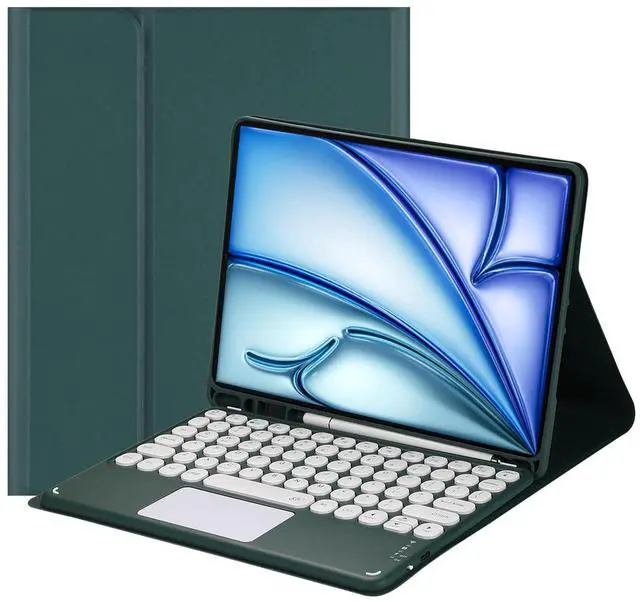 Main image of Magnetically Detachable Bluetooth Touch Keyboard Case with Pencil Holder, compatible with iPad Air 11-inch (M3 2025 / M2 2024) & iPad Air 10.9-inch (5th Gen 2022 / 4th Gen 2020),Dark green
