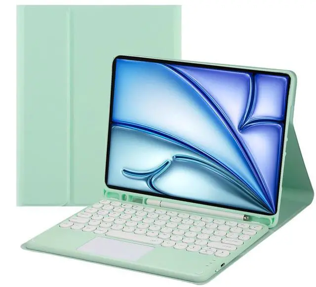 Main image of Magnetically Detachable Bluetooth Touch Keyboard Case with Pencil Holder, compatible with iPad Air 11-inch (M3 2025 / M2 2024) & iPad Air 10.9-inch (5th Gen 2022 / 4th Gen 2020),Green