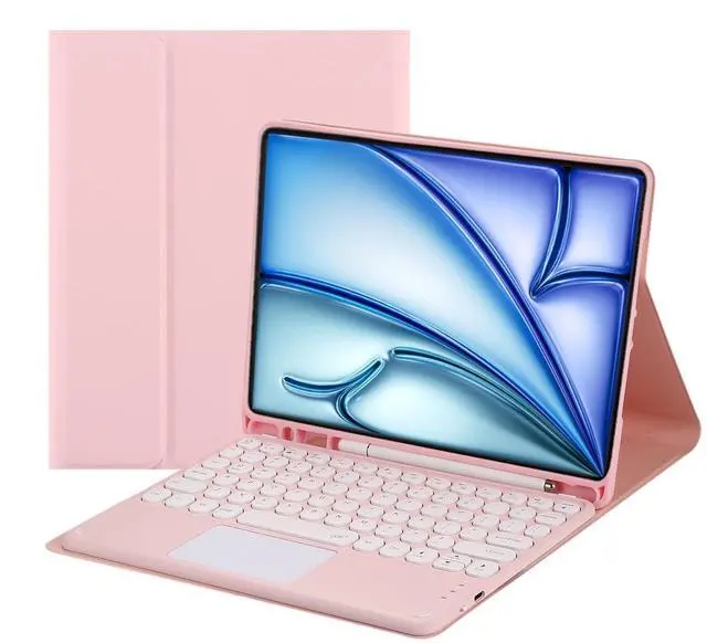 Main image of Magnetically Detachable Bluetooth Touch Keyboard Case with Pencil Holder, compatible with iPad Air 11-inch (M3 2025 / M2 2024) & iPad Air 10.9-inch (5th Gen 2022 / 4th Gen 2020),Pink